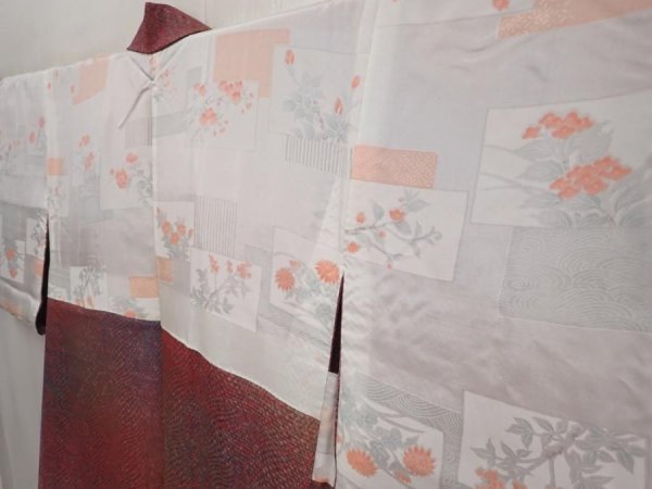 Photo7: 6929T10z540 Vintage Japanese Kimono Silk HAORI  Purple-Brown (7)