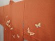 Photo2: 6929T11z580 Vintage Japanese Kimono Silk HAORI Butterfly Orange-Brown (2)
