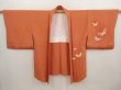 Photo5: 6929T11z580 Vintage Japanese Kimono Silk HAORI Butterfly Orange-Brown (5)