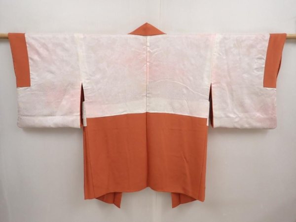 Photo6: 6929T11z580 Vintage Japanese Kimono Silk HAORI Butterfly Orange-Brown (6)