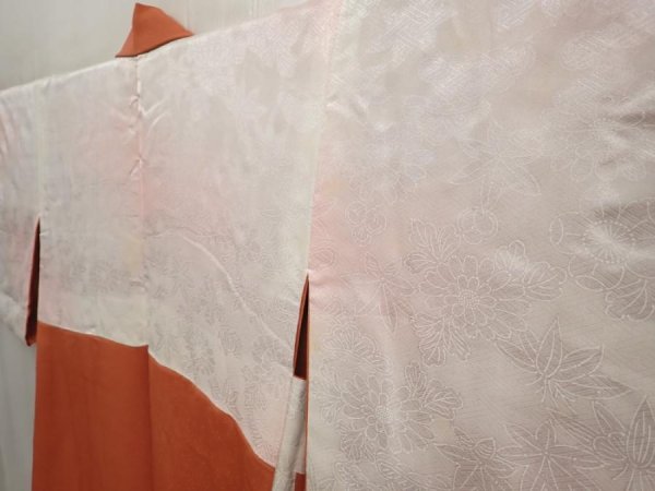 Photo7: 6929T11z580 Vintage Japanese Kimono Silk HAORI Butterfly Orange-Brown (7)