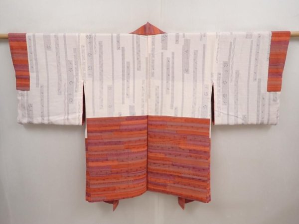 Photo6: 6929T12z640 Vintage Japanese Kimono Silk HAORI  Orange-Brown (6)