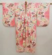 Photo6: 6929T13z740 Vintage Japanese Kimono Silk Girl's  Folding fan Red-Pink (6)