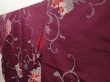 Photo2: 6929T14z730 Antique Japanese Kimono Silk OMESHI Flower Dark grape (2)
