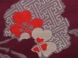 Photo6: 6929T14z730 Antique Japanese Kimono Silk OMESHI Flower Dark grape (6)