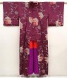 Photo8: 6929T14z730 Antique Japanese Kimono Silk OMESHI Flower Dark grape (8)