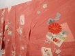 Photo2: 6929T15z630 Antique Japanese Kimono Silk KOMON Chrysanthemum Dark coral (2)
