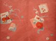 Photo5: 6929T15z630 Antique Japanese Kimono Silk KOMON Chrysanthemum Dark coral (5)