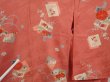 Photo7: 6929T15z630 Antique Japanese Kimono Silk KOMON Chrysanthemum Dark coral (7)