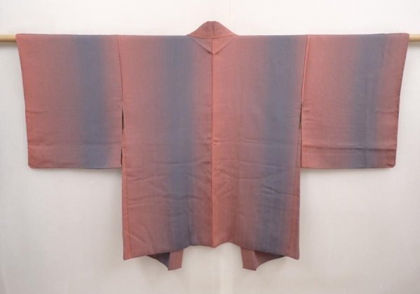 Photo1: 6930T02z550 Vintage Japanese Kimono Silk HAORI  Coral pink (1)