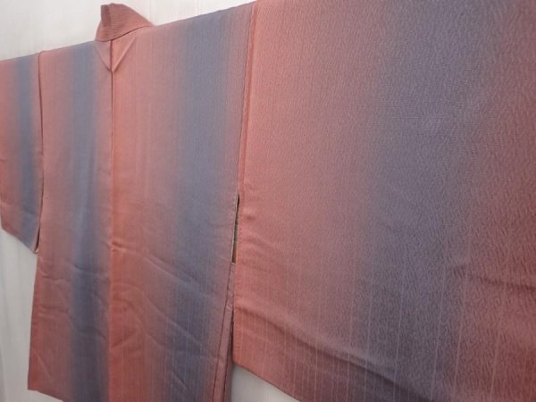 Photo2: 6930T02z550 Vintage Japanese Kimono Silk HAORI  Coral pink (2)