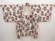 Photo5: 6930T04z380 Vintage Japanese Kimono Silk MEISEN HAORI Flowers Off-white (5)