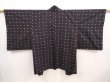 Photo1: 6930T06z360 Vintage Japanese Kimono Silk MEISEN HAORI Dot Black (1)