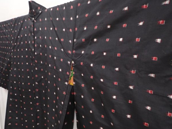 Photo2: 6930T06z360 Vintage Japanese Kimono Silk MEISEN HAORI Dot Black (2)