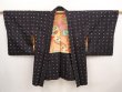 Photo5: 6930T06z360 Vintage Japanese Kimono Silk MEISEN HAORI Dot Black (5)
