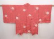 Photo1: 6930T07z520 Vintage Japanese Kimono Silk HAORI Camellia Red-Pink (1)