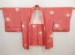 Photo5: 6930T07z520 Vintage Japanese Kimono Silk HAORI Camellia Red-Pink (5)