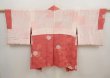 Photo6: 6930T07z520 Vintage Japanese Kimono Silk HAORI Camellia Red-Pink (6)