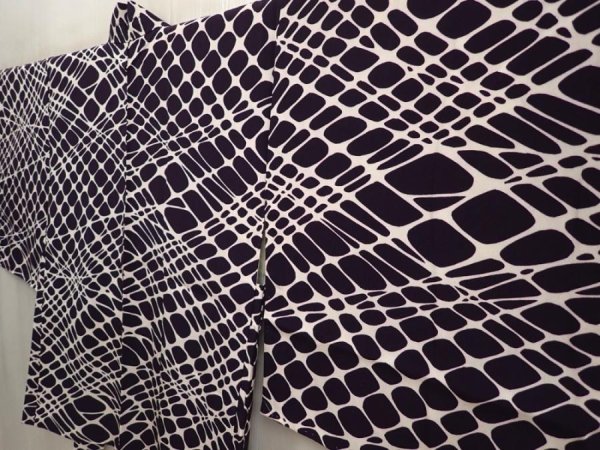 Photo2: 6930T08z520 Vintage Japanese Kimono Silk HAORI  Dark purple (2)
