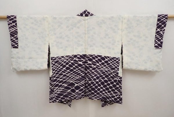 Photo6: 6930T08z520 Vintage Japanese Kimono Silk HAORI  Dark purple (6)