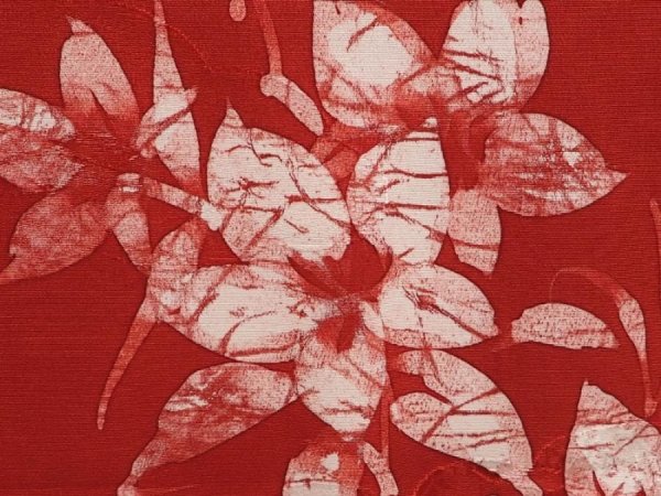 Photo4: 6930T09z520 Vintage Japanese Kimono Silk HAORI Flower Dark red (4)