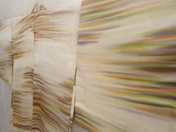 Photo2: 6930T10z560 Vintage Japanese Kimono Silk HAORI  Sand beige (2)