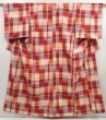 Photo1: 6930T11z790 Vintage Japanese Kimono Silk TSUMUGI  Dull red (1)