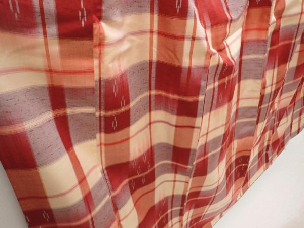Photo3: 6930T11z790 Vintage Japanese Kimono Silk TSUMUGI  Dull red (3)