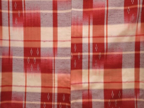 Photo5: 6930T11z790 Vintage Japanese Kimono Silk TSUMUGI  Dull red (5)
