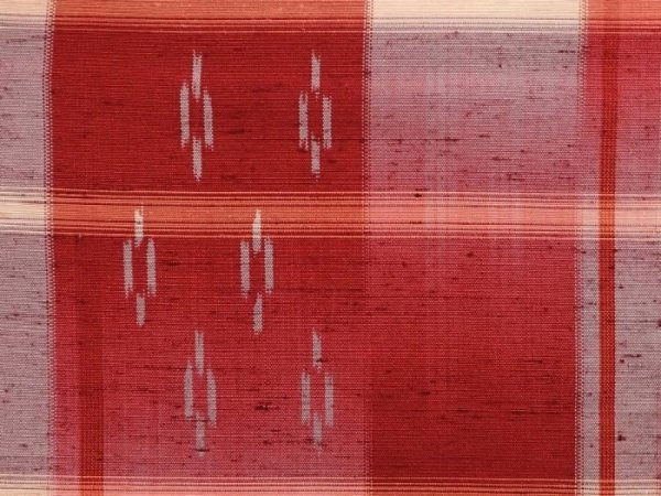 Photo6: 6930T11z790 Vintage Japanese Kimono Silk TSUMUGI  Dull red (6)