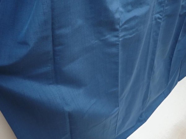 Photo3: 6930T15z940 Vintage Japanese Kimono Silk TSUMUGI Plain Steel blue (3)