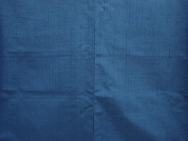 Photo5: 6930T15z940 Vintage Japanese Kimono Silk TSUMUGI Plain Steel blue (5)