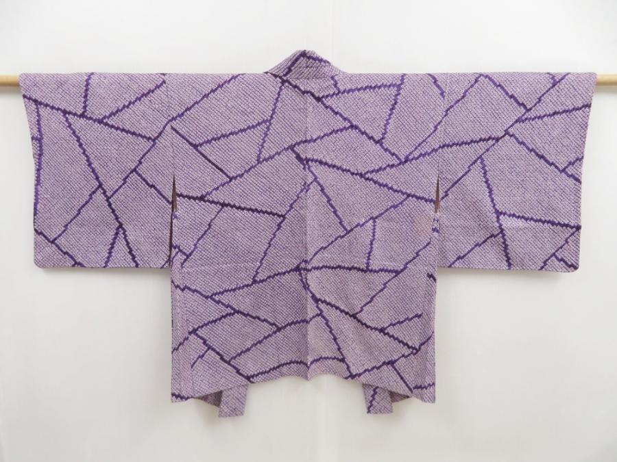 5217T05z500 Vintage Japanese Kimono Silk SHIBORI HAORI  Purple