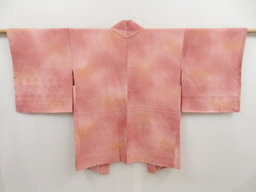 5217T09z580 Vintage Japanese Kimono Silk HAORI Iris Pink