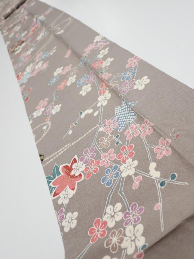 2Q09z50  Japanese Kimono Silk  FABRIC Plum branch  80.3x7.1