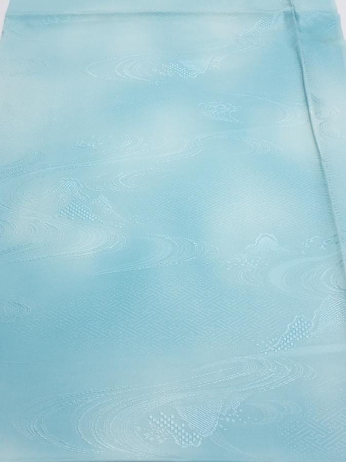 2S01z50  Japanese Kimono Silk  FABRIC Wave Light blue 36.6x14.4
