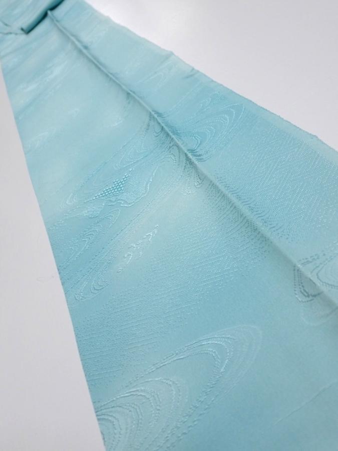 2S09z50  Japanese Kimono Silk  FABRIC Wave Light blue 75.2x7.3
