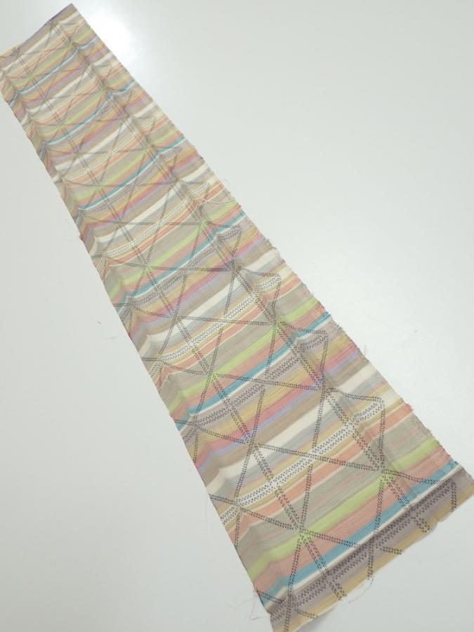 2S10z20  Japanese Kimono Silk TSUMUGI FABRIC Lattice Brown-Gray 37.0x6.7
