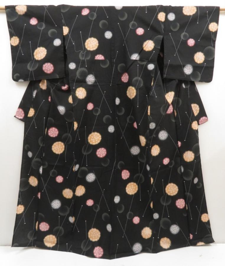 5218T03z440 Vintage Japanese Kimono Cotton YUKATA  Black