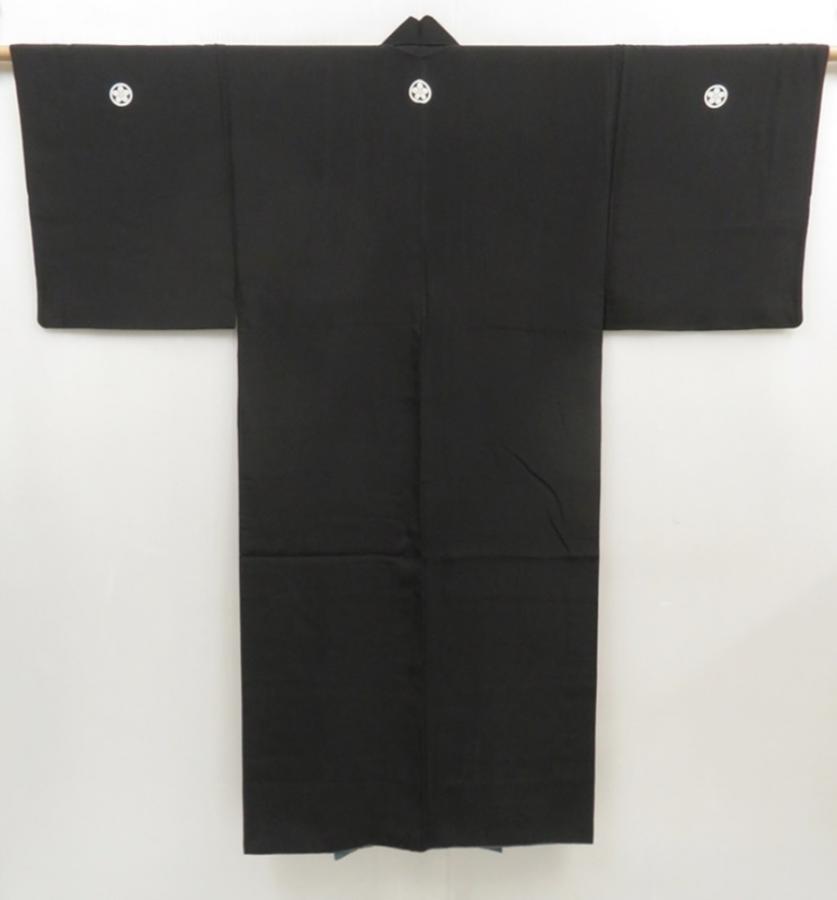 5218T06z770 Vintage Japanese Kimono Silk Men's  Plain Black