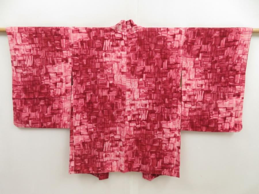 5218T07z580 Vintage Japanese Kimono Silk HAORI  Wine red