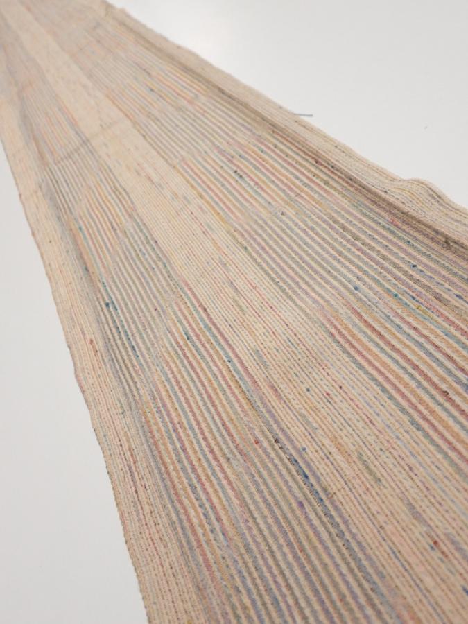 1Q08z50  Japanese Kimono Silk  FABRIC Stripes Light brown 61.4x7.9