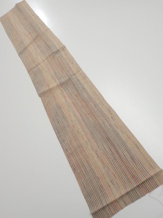 1Q10z30  Japanese Kimono Silk  FABRIC Stripes Light brown 40.9x6.9