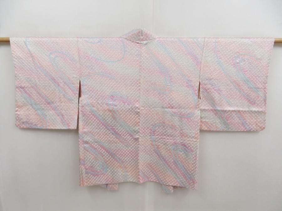 5814T02z570 Vintage Japanese Kimono Silk SHIBORI HAORI Stream Light purple