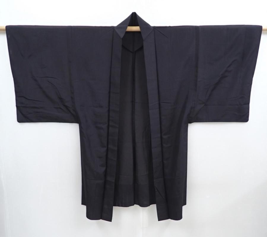 5820T03z310 Vintage Japanese Kimono Silk See through Men's HAORI  Black