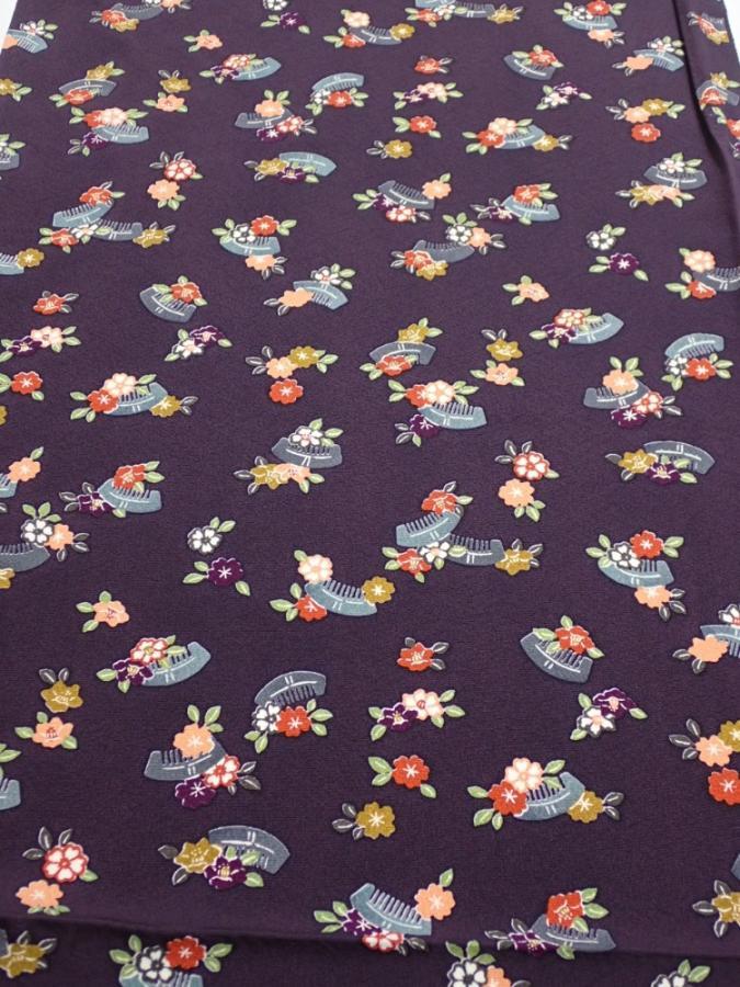 2Q01z70  Japanese Kimono Silk  FABRIC Camellia Dark grape 50.4x14.6