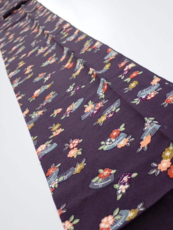2Q09z60  Japanese Kimono Silk  FABRIC Camellia Dark grape 86.6x6.9